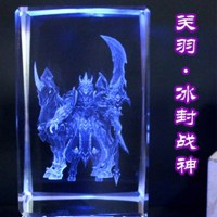 貂蝉荣耀手办李白韩信水晶王者模型周边凤求凰水晶孙悟空蓝牙露娜 关羽冰封战神 纽扣电池款不刻字