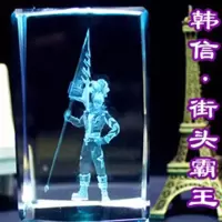 貂蝉荣耀手办李白韩信水晶王者模型周边凤求凰水晶孙悟空蓝牙露娜 韩信街道霸王 纽扣电池款不刻字