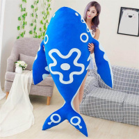 版鲲男生庄周床上鱼抱枕个性个性潮毛绒王者荣耀男孩公仔玩具玩偶 鲲-S87 1.4米(收藏送20cm随机公仔+蝴蝶