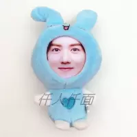 毛绒挂件公仔人面3D情侣定制立体玩具中玩偶diy人脸照片娃娃 蓝兔 12厘米左右