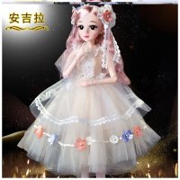 套装活动时尚1-5岁紫色凯蒂可爱组合芭娃娃比60cm裙边晚礼服玩偶 安吉拉-珍藏版 无音乐60厘米4套衣服+礼盒+赠品