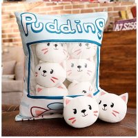 枕头里面有玩偶女心抱枕女一袋可爱公仔玩偶毛绒玩具娃娃生 J20-布丁猫咪(内含8只) 40*50cm(礼袋贺卡留言备注)