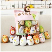 枕头里面有玩偶女心抱枕女一袋可爱公仔玩偶毛绒玩具娃娃生日 墨绿色A88-一袋十二生 40*50cm(礼袋贺卡留言备注)