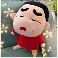 立体超软人偶男宝宝男童一体布偶小号车载娃娃摆件毛绒后窗车公仔 西瓜红红衣服(瞌睡了) 1.2米(送20厘米蜡笔小新)