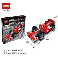 拖车货车兼容乐模型组装输车大卡小汽车高大货运系列拼装积赛车。 F1红色赛车