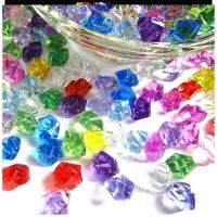 儿童玩具宝石冰块七彩色小钻塑料水晶钻石亚克力五彩缤纷碎石饰品 14mm彩色800颗