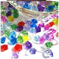 儿童玩具宝石冰块七彩色小钻塑料水晶钻石亚克力五彩缤纷碎石饰品 14mm彩色600颗