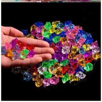 儿童玩具宝石冰块七彩色小钻塑料水晶钻石亚克力五彩缤纷碎石饰品 22mm彩色100颗