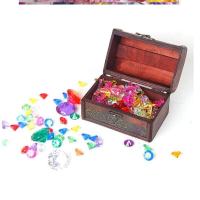 儿童玩具宝石冰块七彩色小钻塑料水晶钻石亚克力五彩缤纷碎石饰品 中号宝箱送无孔宝石100颗