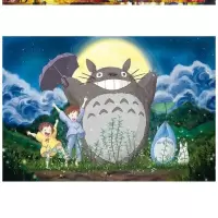拼图成年减压创意1000片1000块网红带木质大型智力拼图 深桔红木质月夜