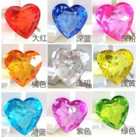 菱形早教水晶石按斤宝石迷你七彩幻彩砖石钻石儿童亚克力女童玩具 无孔4厘米爱心形宝石十颗拍二发三IJ