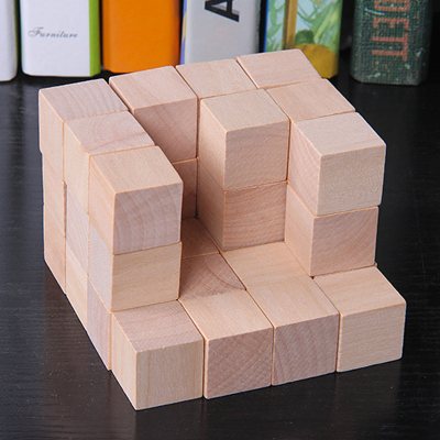 无漆积木原色2-5厘米啃的数学实木积木块小数可以方块教具正方形 100粒原木2.5厘米收纳袋+图纸