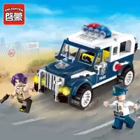 启蒙积木legao玩具 男孩子拼装城市警察系列警车拼插汽车模型 追捕逃犯1906(149片)