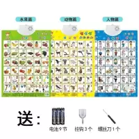 小孩学拼音字母单面神器墙挂大班20197学习图片韵母表彩色4认知卡 人物+动物+水果[3张]