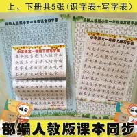 新版人教版一年级识字认字挂图无声小学生课本同步儿童生字表 一套5张[上下册识字表+写字表]