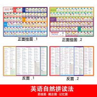 标准发音48个英语国际音标有声挂图小学生音标字母入发声学习机 新版自然拼读挂图2张(无声)