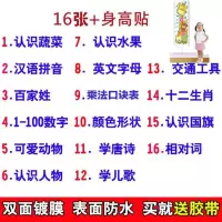 宝宝识字挂图数字拼音贴图动物幼儿园认识墙贴画认物挂贴宝贝儿童 R43-精选16张早教挂图身高贴