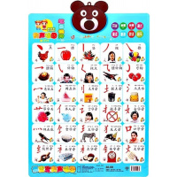 挂图识字卡汉语拼音英语字母abc一年级宝宝幼儿有声音数学认数全 水晶款笔画-S15-S52