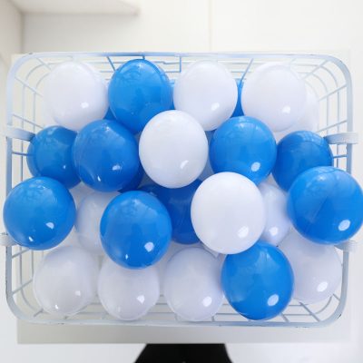 爱是你我 海洋球池围栏游乐场加厚波波彩色塑料球5.5/7黑色100个 蓝色+白色