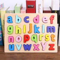 木质字母数字拼图积木英文26个大小写配对卡片儿童2345岁玩具 小写字母板