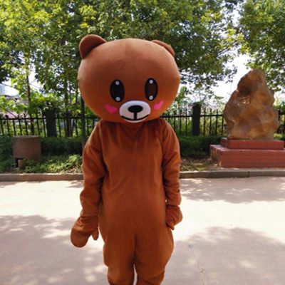 网红熊人偶服装熊本熊布朗熊人偶服装抖音发传单皮卡丘人偶行走装 浅棕可爱 M