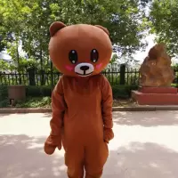 网红熊人偶服装熊本熊布朗熊人偶服装抖音发传单皮卡丘人偶行走装 浅棕可爱 S