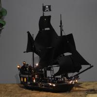 飞翔的荷兰人号加勒比海盗船积木黑珍珠拼装玩具模型 黑珍珠号+送灯组