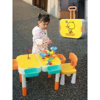 儿童拉杆箱 方便收纳小鸭积木桌子多功能拼装大颗粒玩具1-3岁