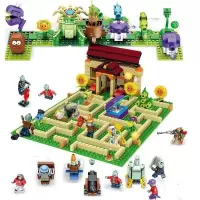 2020热卖植物大战僵尸新年积木拼装玩具花园迷宫战争农场大作战僵 花园迷宫+12植物11僵尸送底板20