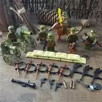 聪明的顺溜男孩拼装玩具积木军事部队坦克飞机武器新年 绿色军6人仔(71001)