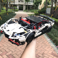 超级英雄乐pin布加迪威龙积木911RSR跑车遥控灯光拼装玩具模型GTR 兰博基尼2838片秒发
