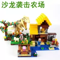 新年我的世界村庄房子地下城堡末影龙男孩子拼装积木人仔玩具 沙龙袭击农场