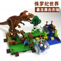 新年我的世界村庄房子地下城堡末影龙男孩子拼装积木人仔玩具 暴龙袭击农场