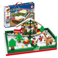 新款圣诞积木新年圣诞八音盒小火车拼装创意礼品儿童玩具 圣诞立体书