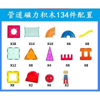 磁力加强款彩窗磁力片小球滚滚轨道加粗积木城堡建构拼装玩具 2代新款带管道134片