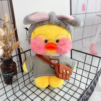2020热卖网红鸭车载公仔玻尿酸鸭毛绒玩具玩偶少女心女生大 灰毛衣胸标(黄鸭) 30厘米(鸭子颜色可选客服留言)