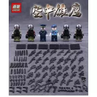 第三方国产积木人仔新年警察人仔突击队黑色特种兵作战小队男 空中雄鹰6人