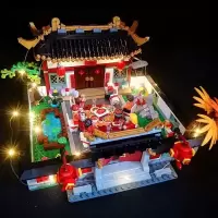 中国风6拼装7立体拼图玩具8积木男孩子10岁儿童新年 年夜饭礼盒带灯