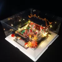 中国风6拼装7立体拼图玩具8积木男孩子10岁儿童新年 年夜饭礼盒带灯+防尘罩