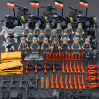 新年军事小人仔日军小鬼子士兵装备武器积木拼装男孩子玩具 冲锋突击党卫军18人