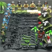 军事小人仔反恐特种兵拼装积木新年武装部队男孩拼插人偶玩具 特战队员