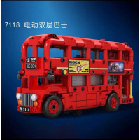 初中生玩具男生10-13-15岁新年12科技汽车男孩子拼装积木 电动双层巴士487颗粒