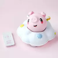七彩灯猫头鹰音乐自动绕开障碍跑跑车电动安抚学爬行1-3岁玩具 云朵猪