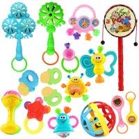 0-1岁婴儿玩具牙胶手摇铃3-6-12个月8男女孩早教幼儿宝宝 12件套+软胶球+拨浪鼓+2个沙锤