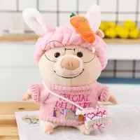 2020热卖抖音网红猪小屁超萌小猪公仔少女心女生节日呆萌 粉色毛衣胡萝卜 25厘米