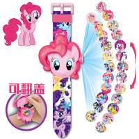 冰雪奇缘艾莎公主小马宝莉恐龙电子表儿童奥特曼卡通投影手表玩具 小马宝莉手表[翻盖24图]