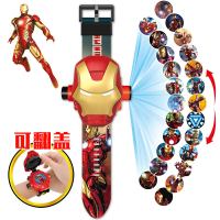 钢铁侠奥特曼投影手表儿童玩具手表男孩女孩宝宝卡通幼儿电子表 钢铁侠手表[翻盖24图]