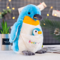 2020热卖新年可爱母子企鹅毛绒玩具公仔仿真小企鹅玩偶娃娃儿童生 天蓝色 高27厘米(3号)