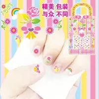 迎新年儿童指甲贴女宝宝美甲纹身贴画女冰雪奇缘公主卡通指年货节 小花6张不重复