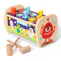 儿童音乐打地鼠车1-3岁男女孩宝宝敲击木质拖拉车大号力玩具 太空打地鼠